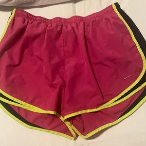 Pink and yellow dri-fit Nike shorts